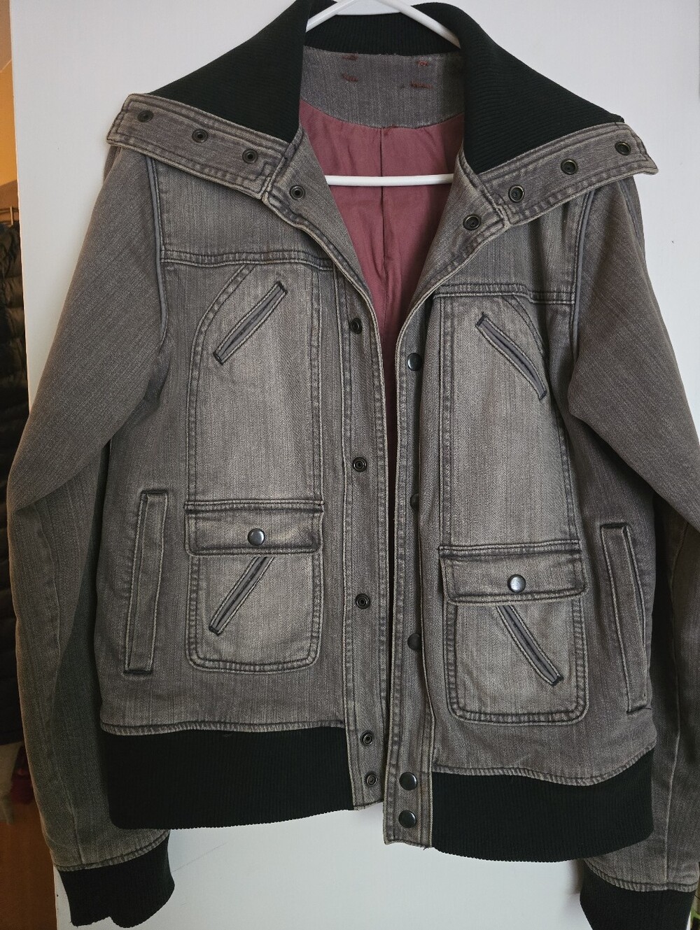 Black Denim Bomber Jacket